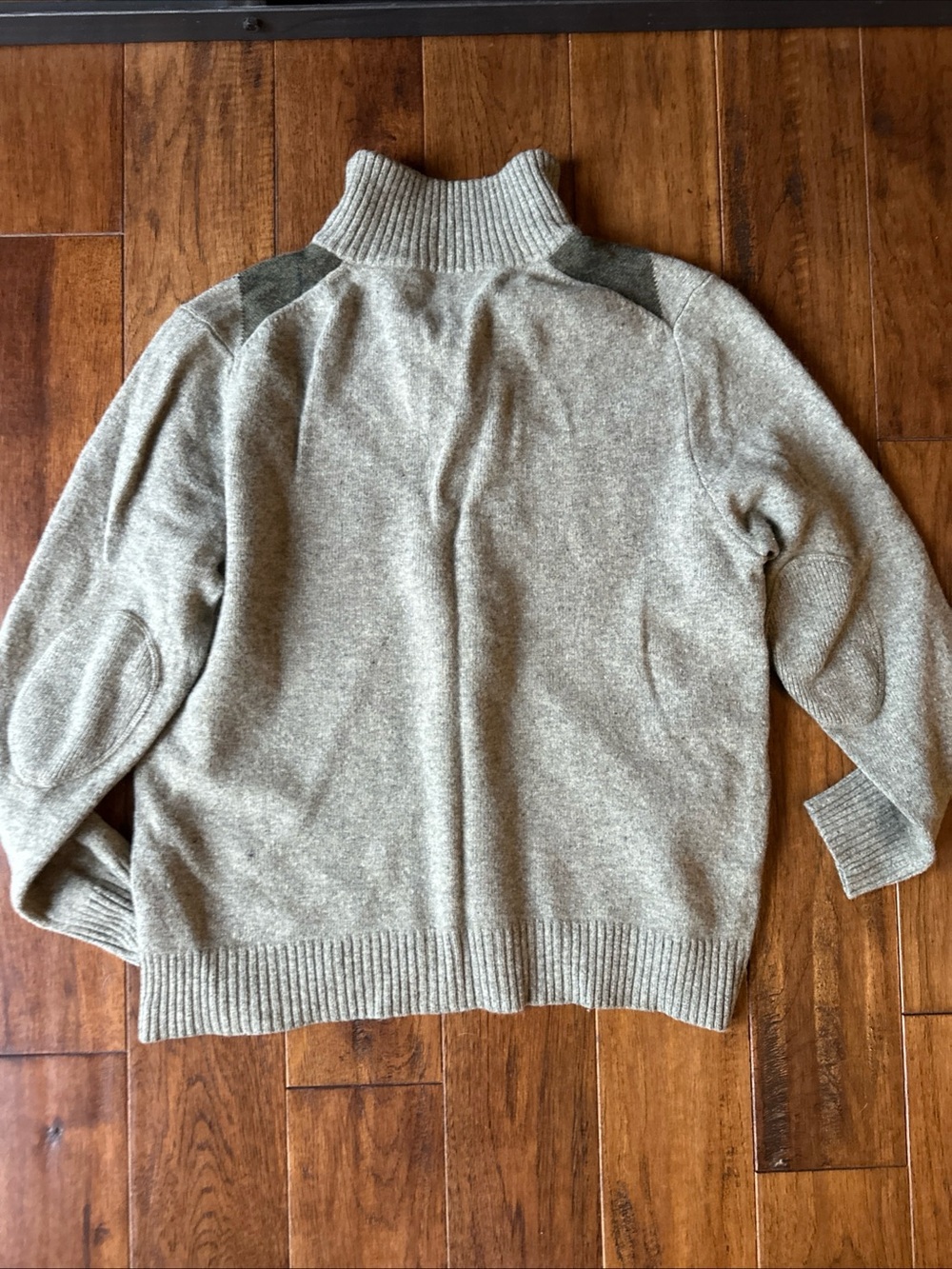 J Crew Sweater Mens XL Red green Argyle Lambs Wool 1/4 Zip Elbow Patches - Picture 5 of 5